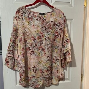 CURE Multicolor Floral Blouse with Ruffle Detail